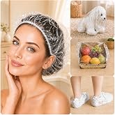 100PCS Larger Shower Caps Disposable, Thicker Waterproof Plastic Elastic Hair Bath Caps, Plastic Hair Caps for Women, Spa, Home Use, Hotel and Hair Salon, Portable Travel