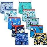 BIG ELEPHANT Boys' Boxer Briefs 10-Pack, Toddler 100% Cotton Dinosaur Print Underwear, Soft and Breathable, Sizes 3T-9Y