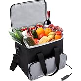 Ivation Portable Electric Cooler Bag | 15L Soft Sided Thermoelectric Fridge | with Shoulder Strap, Storage Pocket &amp; DC 12V Plug in for Car, Truck &amp; RV Camping &amp; Travel