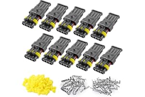 ZUOZE 10 Kit 4 Pin Connector, 20-16 AWG Waterproof Electrical Automotive Wire Connector, 1.5mm Series Terminals Male Female Car Connectors Plug Sets
