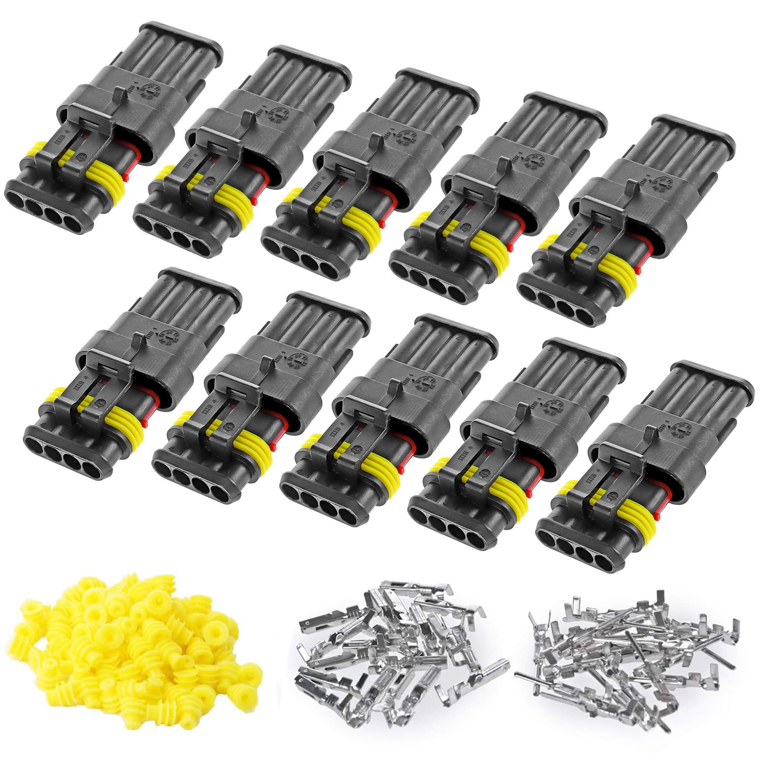 Photo 1 of ZUOZE 10 Kit 4 Pin Connector, 20-16 AWG Waterproof Electrical Automotive Wire Connector, 1.5mm Series Terminals Male Female Car Connectors Plug Sets