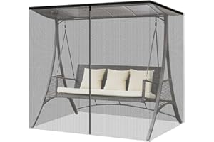 Aepiraza Mosquito Netting for 3 Person Swing, Black Patio Swing Mosquito Netting Outdoor Mesh Screen with Zipper Opening and Roof Waterproof Tent,125x185x205 cm (Net Only)