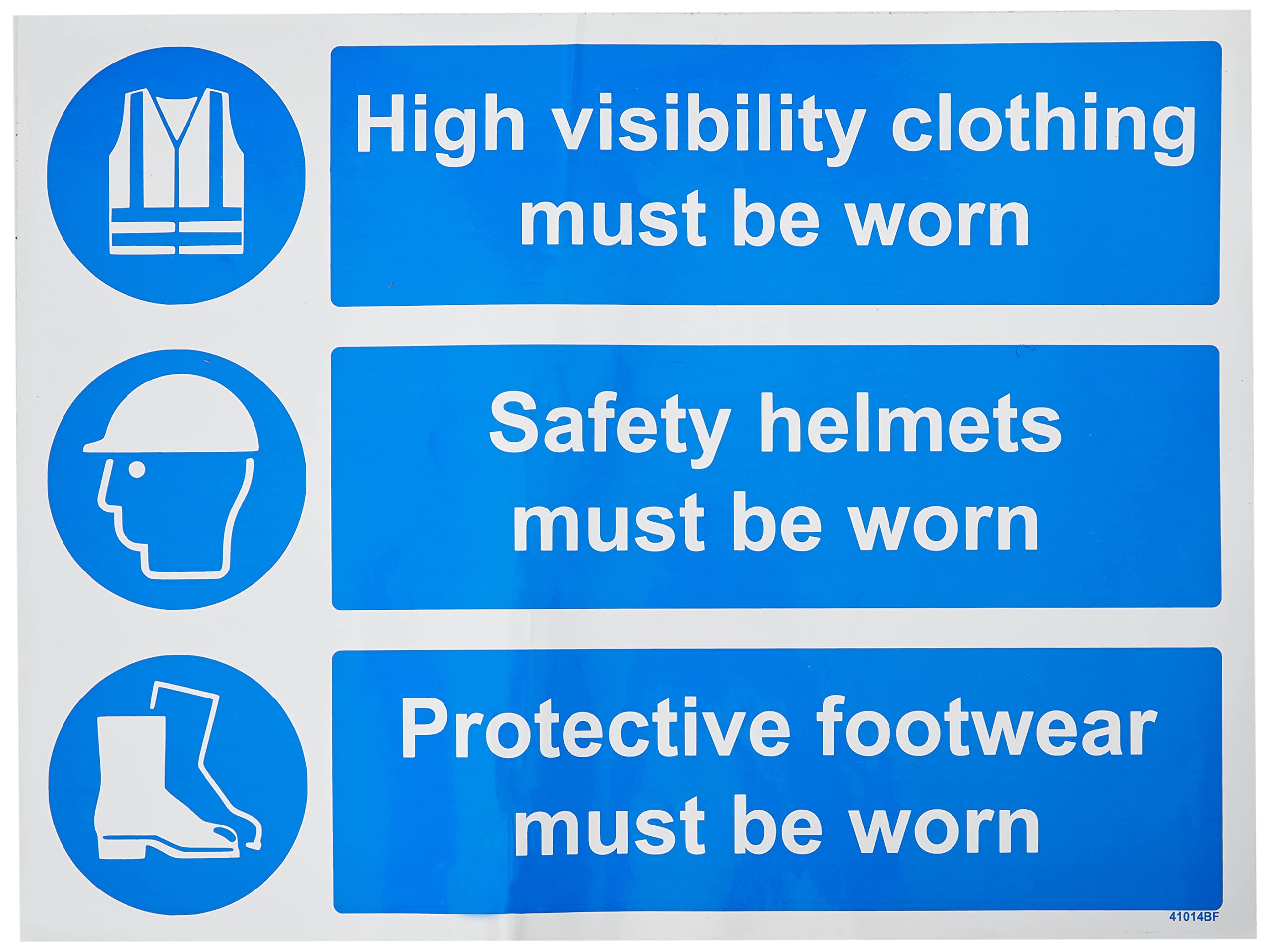 V Safety High Vis, Helmet And Footwear Must Be Worn PPE Sign - 400mm x 300mm - Self Adhesive Vinyl — image 1