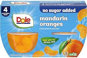 Dole Mandarin Oranges with No Sugar Added^^ - Dole Fruit Bowls Snacks - 4 oz Fruit Bowls - 4 Pack