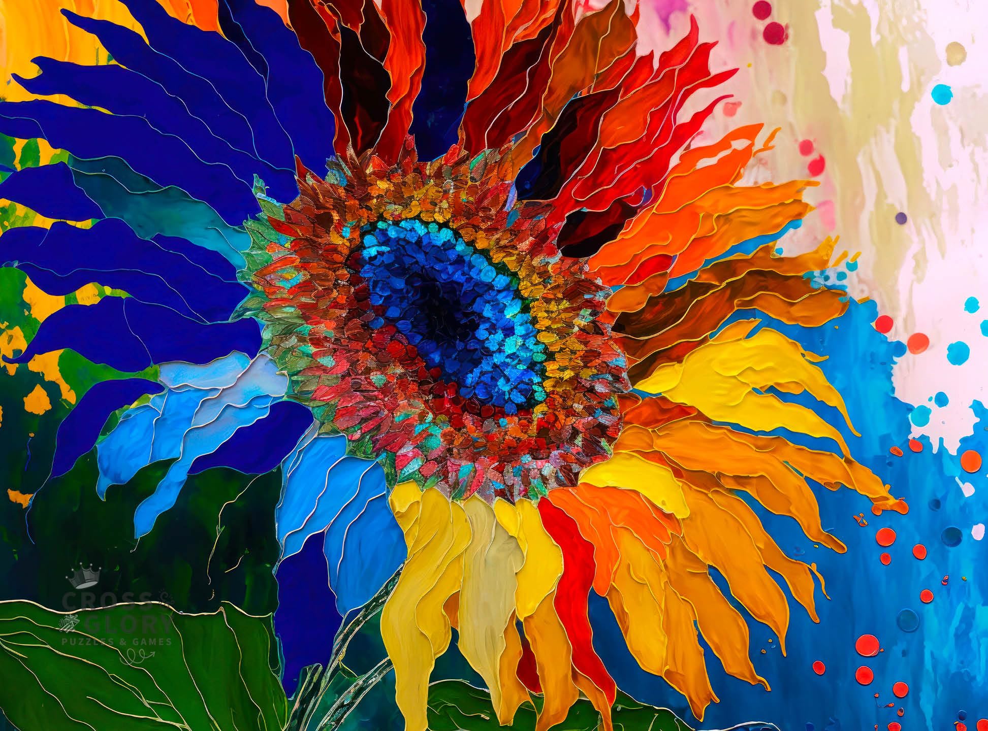 "Sunflower Kaleidoscope" - A 1000-Piece Jigsaw Puzzle by Cross & Glory