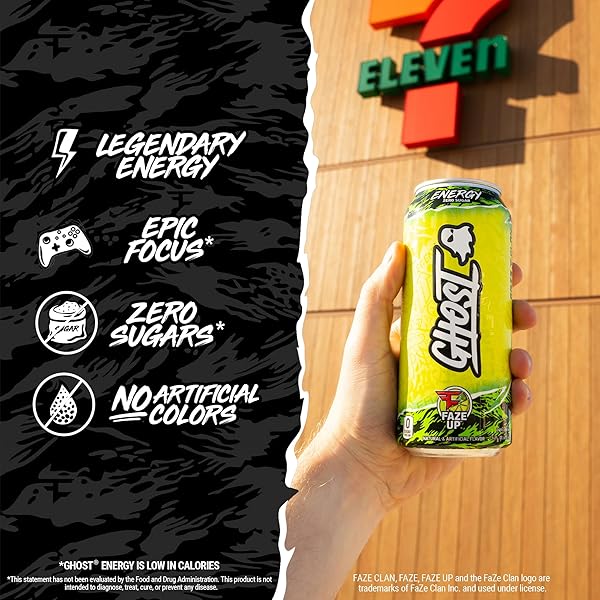 GHOST ENERGY PERFORMANCE ENERGY DRINK, FAZE CLAN “FAZE UP” – 12-PACK X 16OZ CANS – ENERGY & FOCUS – ZERO SUGARS, 200MG OF NATURAL CAFFEINE, L-CARNITINE & TAURINE – GLUTEN FREE & VEGAN