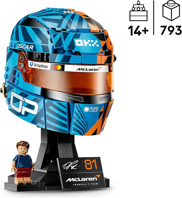 Editions McLaren MasterCard F1 Team Casque d’Oscar Piastri - Objet Formule 1 - Maquette avec Minifigurine Collector - Cadeau dès 14 Ans pour Garçon, Fille ou Adulte Fan de Sport Automobile 43017