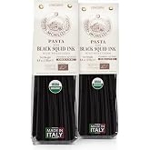 Morelli Organic Squid Ink Linguine Black Pasta Noodles - 8.8 oz, 2 Pack | Squid ink linguine pasta. Organic durum wheat noodles. Rich savory flavor, wheat germ enriched, ideal for seafood sauces.