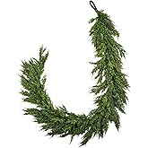 HomeKaren Norfolk Pine Garland 6ft Real Touch Realistic Christmas Pine Garland, Greenery Artificial Christmas Decorations for Table, Mantle, Wall