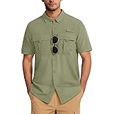 MAGCOMSEN Men's UPF 50+ Fishing Shirts UV Sun Protection Cooling Quick Dry Short Sleeve Shirts for Hiking Safari Camping