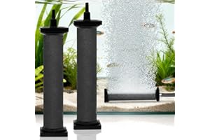 AquaMiracle New Innovative Rubber Air Stone for Large Aquarium, 8”x1.25” Fish Tank Air Stone 2-Pack, Air Bubbler Oxygen Air Diffuser for Pond Aerator