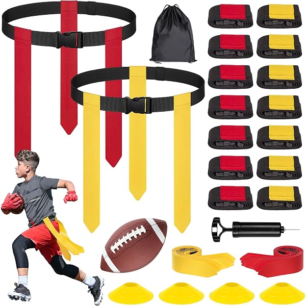 Flag Football Set Für 2 Spieler – Verstellbare Gürtel, 6 Flaggen (rot/blau)