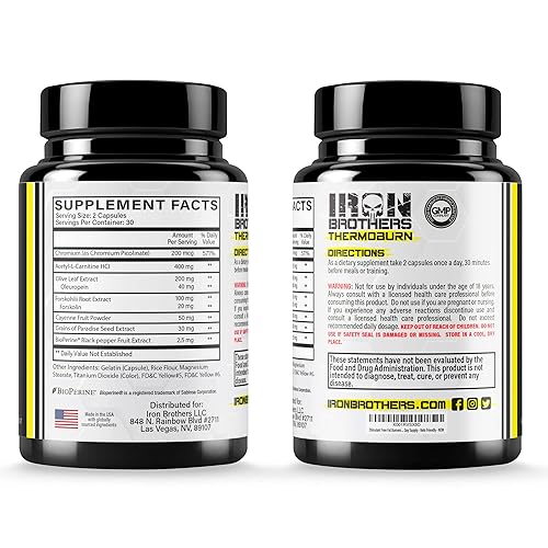 Iron Brothers Stimulant Free Fat Burner  Non Stim Thermogenic Metabolism  Booster  Acetyl L-Carnitine, Grains of Paradise & Forskolin  Caffeine  Free Weight Loss Support  60 Capsules in Dubai - UAE | Whizz Fat Burners