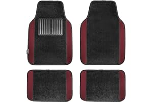 FH Group Universal Fit Premium Carpet Automotive Floor Mats fits most Cars, SUVs, and Trucks with Driver Heel Pad, Full Set Burgundy