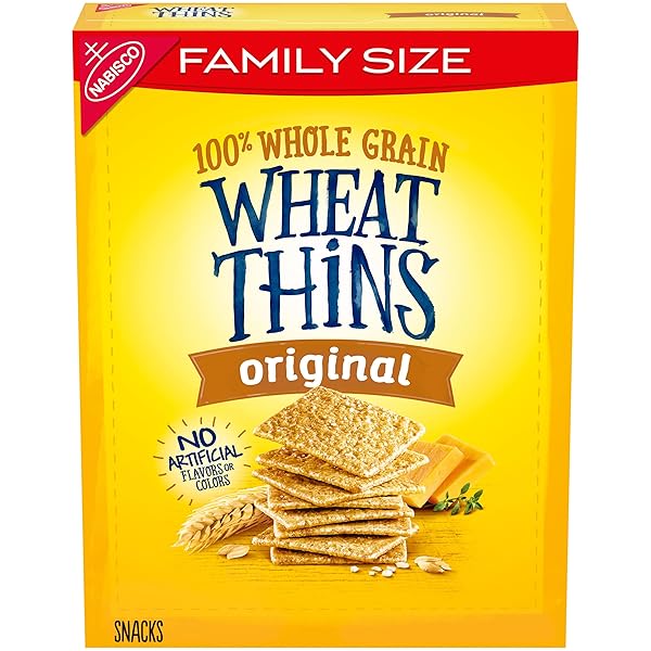 WHEAT THINS ORIGINAL SNACKS, WHOLE GRAIN WHEAT CRACKERS, SNACK CRACKERS, FAMILY SIZE, 14 OZ