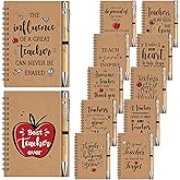 Pasimy 72 Pcs Teacher Appreciation Gifts Bulk 36 Spiral Notebooks and 36 Pens Thank You Teacher Inspirational Mini Pocket Notepads Motivational Kraft Journals for Women Birthday Teachers' Day(Classic)