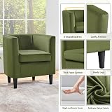 Yaheetech Velvet Barrell Chair Olive Green Upholstered Armchair view 5