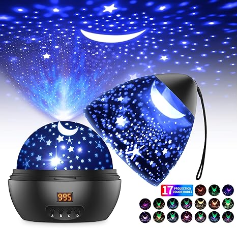 lampara proyector estrellas infantil 360 rotacion led pantalla lampara con 17 modos color 5 995 minutos temporizador automatico lampara ninos dormir