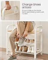 VASAGLE Coat Rack with Shoe Storage Bench 4-in-1 Oak Cream HSR40W view 6
