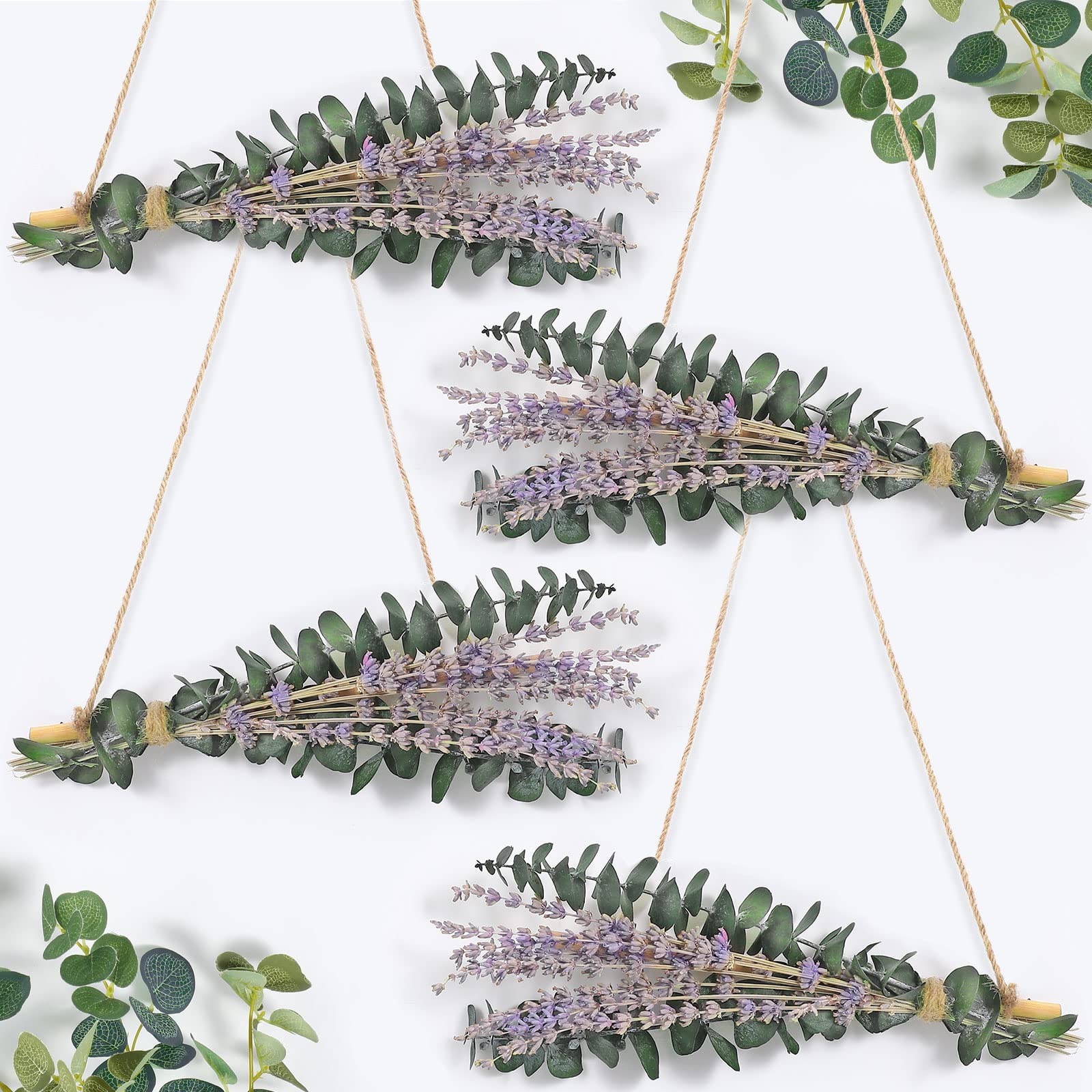 Dried Eucalyptus Lavender Bundle for Shower Hanging, Natural Real Eucalyptus Leaves Plant Stems and Dried Lavender Flowers Shower Plant for Fragrance Farmhouse Boho Bathroom Bedroom Wall Decor (4)