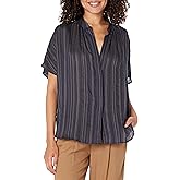 Vince womens S/S Drapey Stripe Shirred Blouse