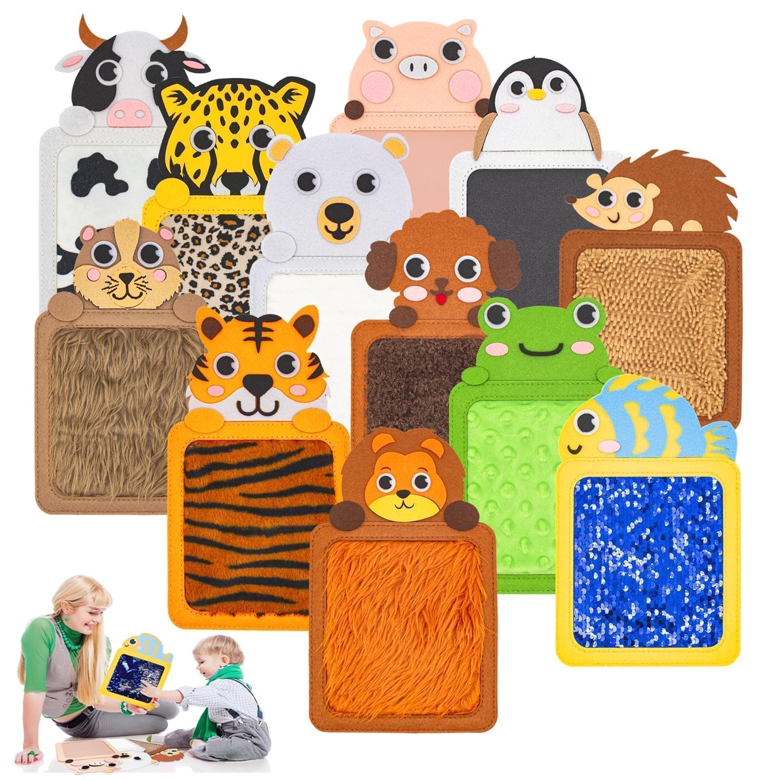 HDKAJL 12 PCS Kids Sensory Mats & Assorted Textures Colors Sensory Tiles, for Autistic Children, Kids Sensory Training Gift