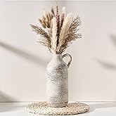 PORCER Ceramic Rustic Vase for Home Decor, Terracotta Vase with Handle, Handcrafted Vintage Decorative Flower Vase for Farmhouse, Living Room, Table, Fireplace, Nightstand - Natural Brown