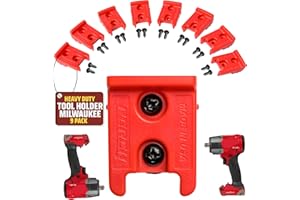 PERCH 9 Pack Tool Holder for Milwaukee M18/18v Cordless Tools - Snap Fit Tool Organizer for Milwaukee Drill Holder, Under Shelf, Wall Mount w/Hardware for Easy Install.