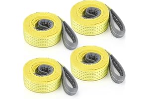 Vincreem 4 Pcs Lift Sling Straps Heavy Duty Web Slings Straps Polyester Nylon for Hoist Car Outdoor Using