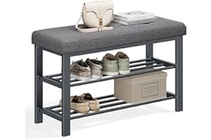 SONGMICS Shoe Storage Bench, Entryway Bench with Cushion, 31 x 81 x 49 cm, Shoe Rack with Seat, Space-Saving, Modern Style, f