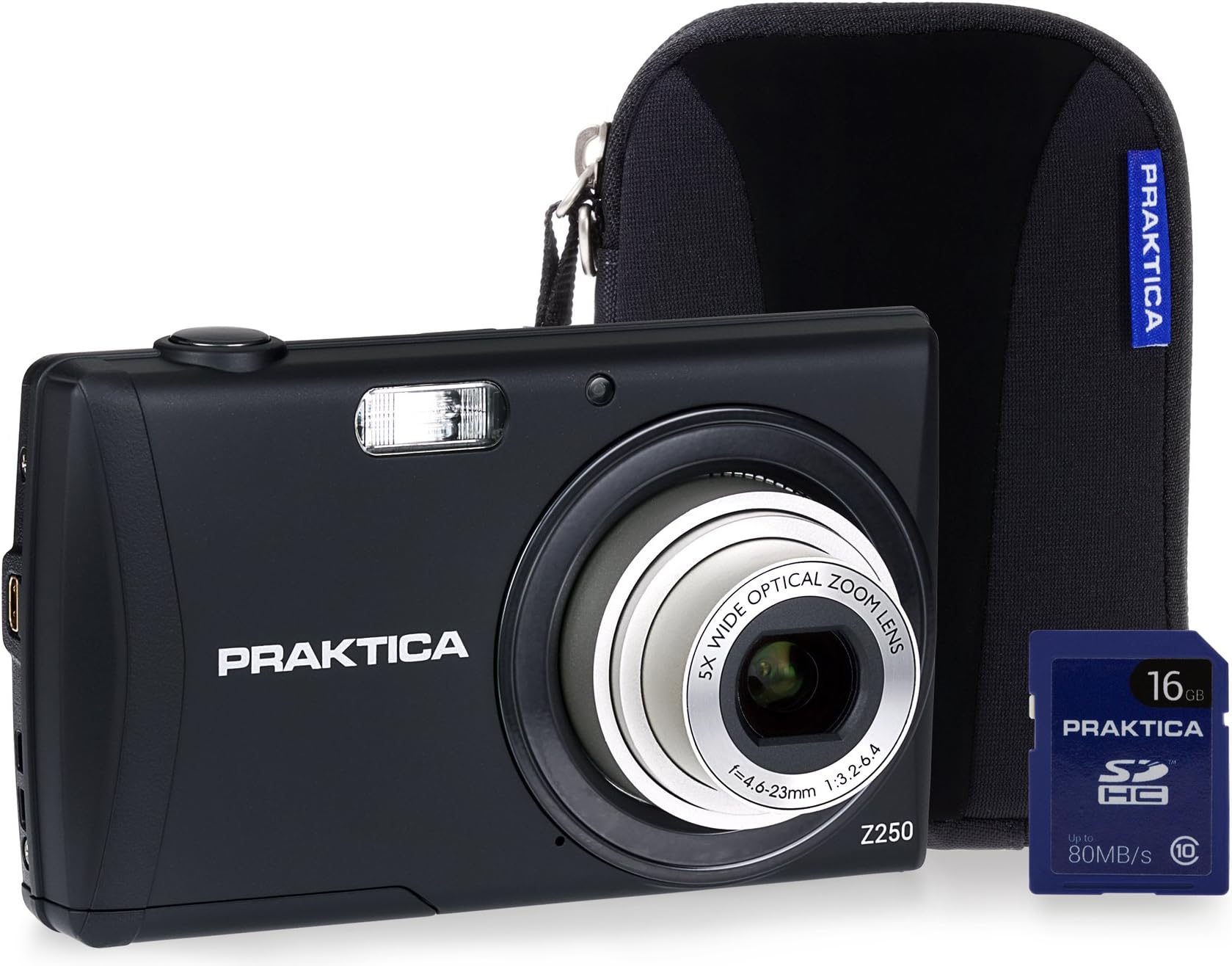 Praktica Luxmedia Z250 Camera Kit with 16 GB SDHC Class 10 Card and Case - Black