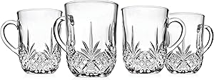 Godinger Coffee Mugs, Glass Coffee Mug Cups Set - Dublin Collection, Set of 4