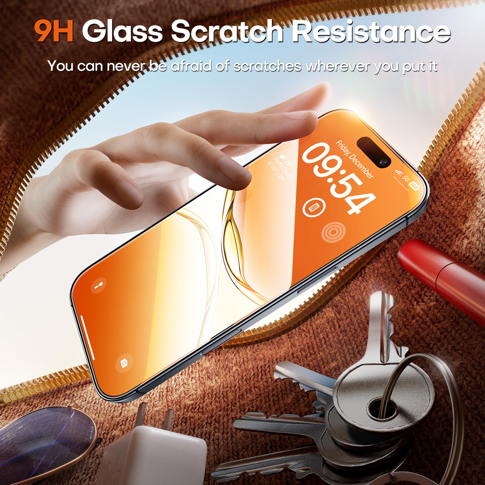 TOCOL 2 Pack Screen Protector for iPhone 17 6.3-Inch, Instant Installation, Tempered Glass HD Clear, Military Grade Shatterproof, Full Coverage Protection, Case Friendly
