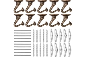 SEISSO 10 Sets Ceiling Hooks - Heavy Duty Zinc Alloy Swag Hook with Hardware and Toggle Wings for Hanging Plants Ceiling Inst
