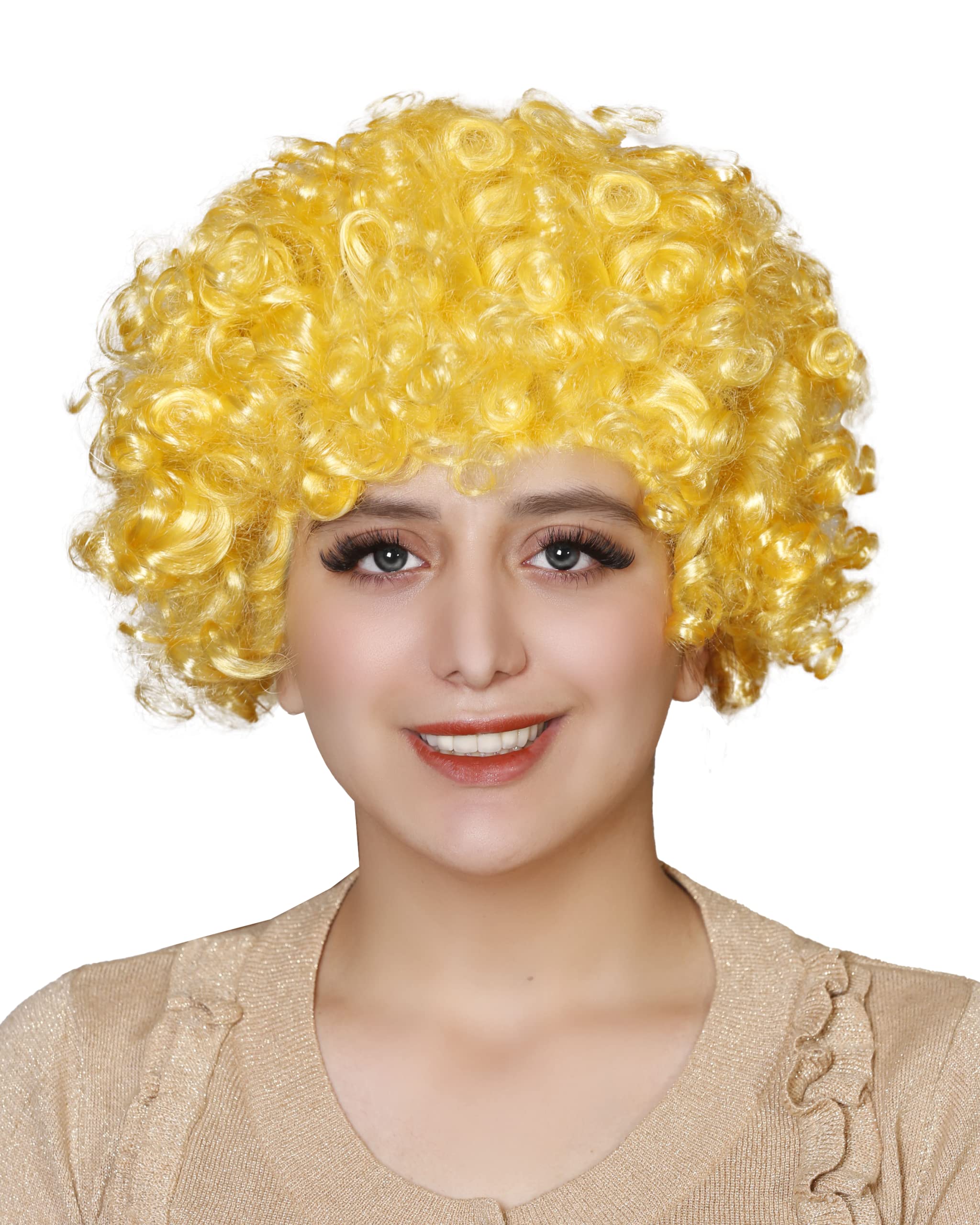 Unisex Clown Wig Circus Funny Fancy Party Dress Accessory Afro Stag Do Fun Joker (Yellow) — image 1