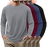 August Alley 4 Pack Mens Long Sleeve Shirts Crew Neck Thermal T-Shirt Thick Comfortable Sweatshirt Casual Pullover Basic Tops