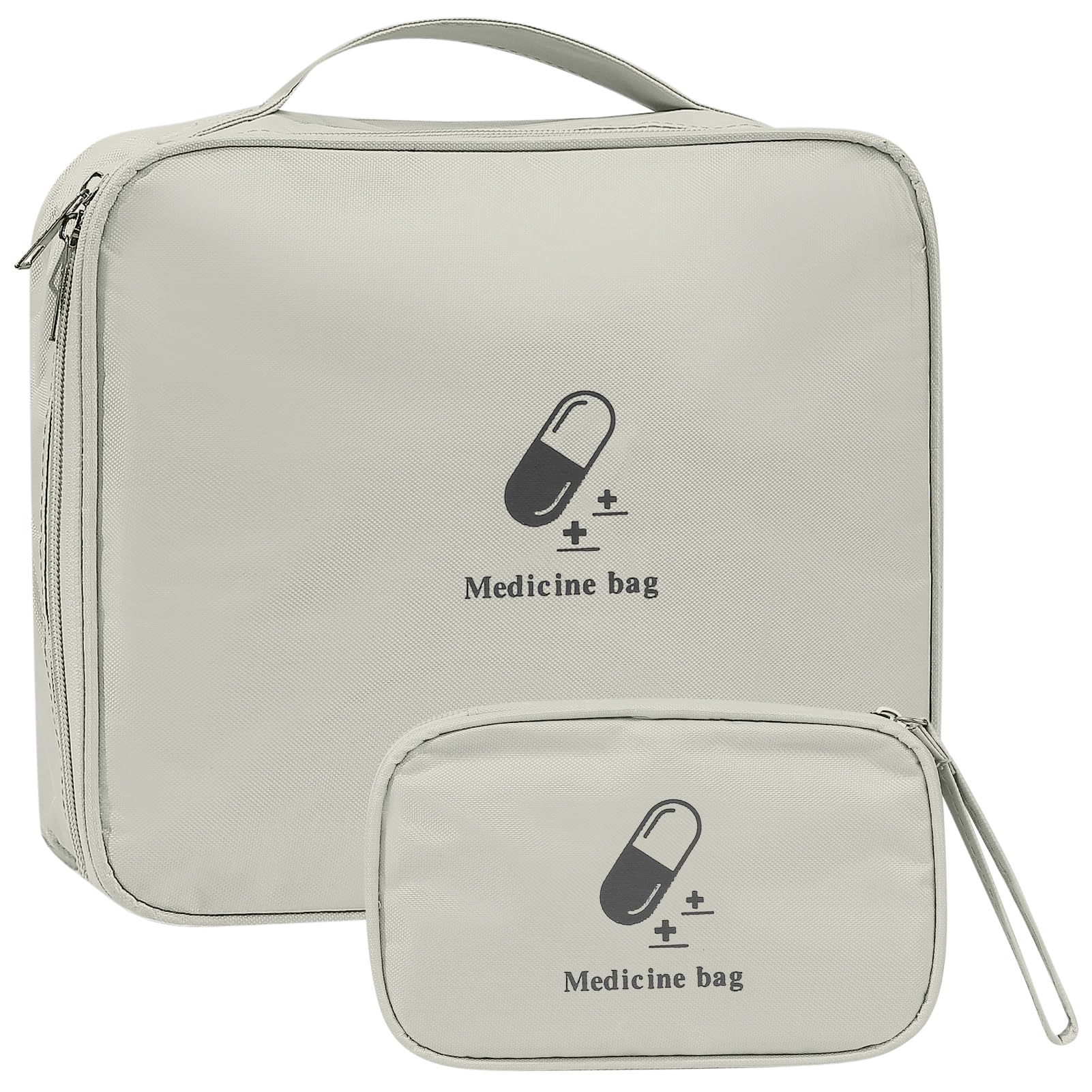 2 Pcs First Aid Kit Bags, Portable Travel Empty Medical Medical Medicine Bags, Small/Large First Aid Emergency Organizer Bags Waterproof for Outdoor Camping Travel Work Bags - Pink (White) (grey)