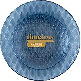 PLASTICPRO 32 Pack Plastic Dishes Set of 16-10 inch Plates and 16-7 inch Plates, Elegant Translucent Blue Disposable Fancy Tableware Premium Heavyweight
