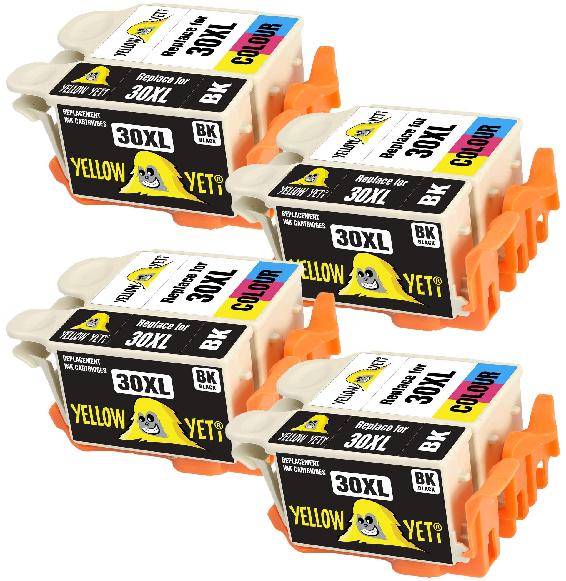 YELLOW YETI Replacement for Kodak 30 30XL 30B 30CL Ink Cartridges compatible with Kodak ESP C100 C110 C115 C300 C310 C315 C330 C360 1.2 3.2 3.2S Hero 2.2 3.1 5.1 Office 2100 2150 (4 Black + 4 Colour)