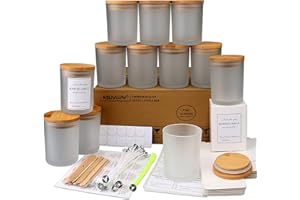 MILIVIXAY 12 Pack 7 OZ Frosted Glass Candle Jars with Lids and Candle Making Kits - Bulk Empty Candle Jars for Making Candles - Spice, Powder Containers.