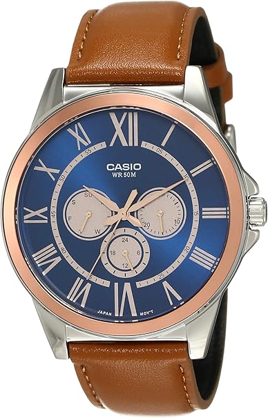 Casio Mtp-e318l-2bvdf Reloj Analógico para Hombre Colección Enticer Caja De Metal Esfera Color Azul