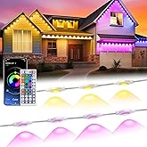 MuliVid 200Ft Permanent Outdoor Lights for House, RGB Halloween House Light Outdoor with Remote APP Control,IP67 Waterproof for Outside Decorations，Eaves Lights for Christmas, Holiday, Party, Daily