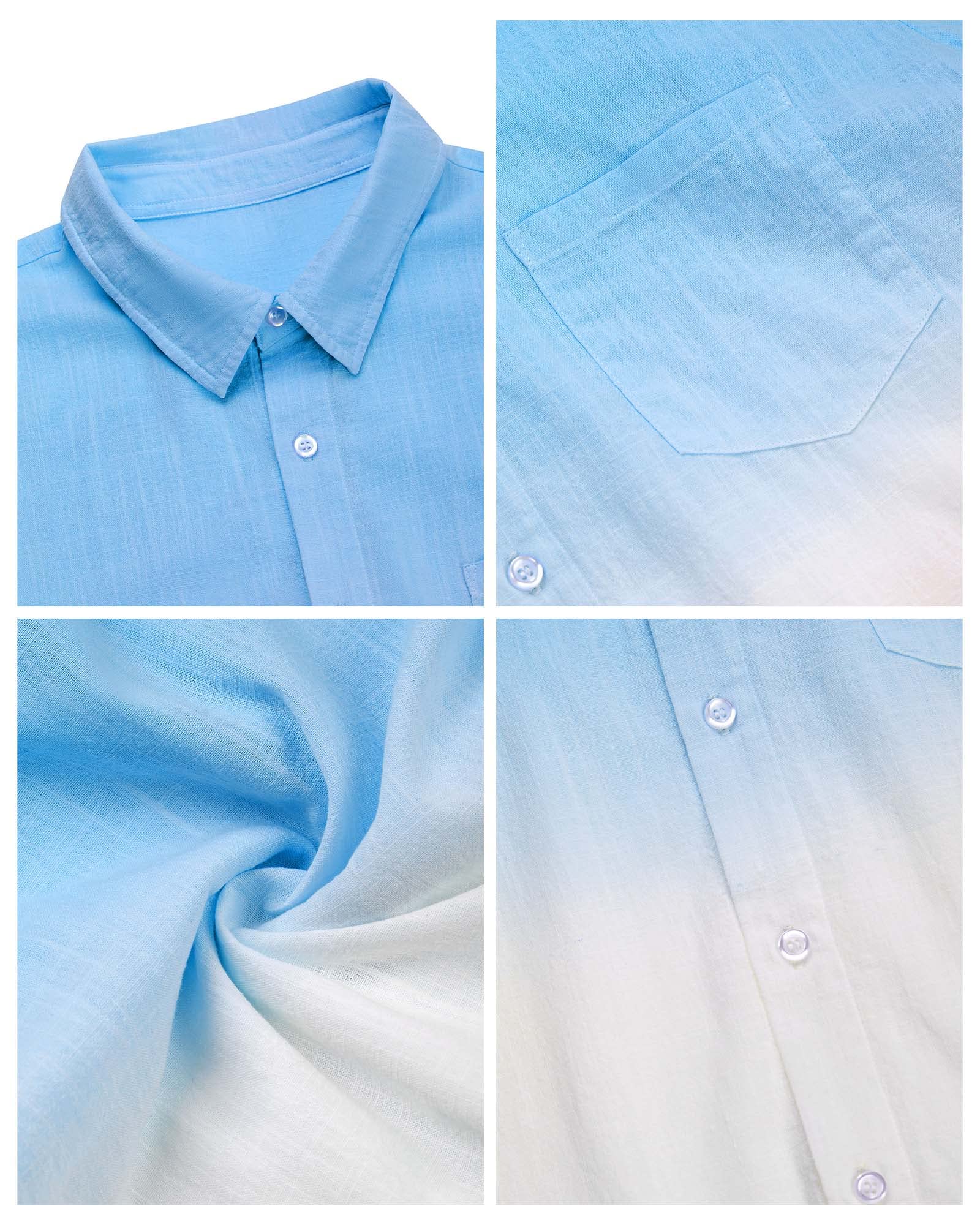 Mua Mens Gradient Linen Shirts Casual Button Down Short Sleeve Beach ...