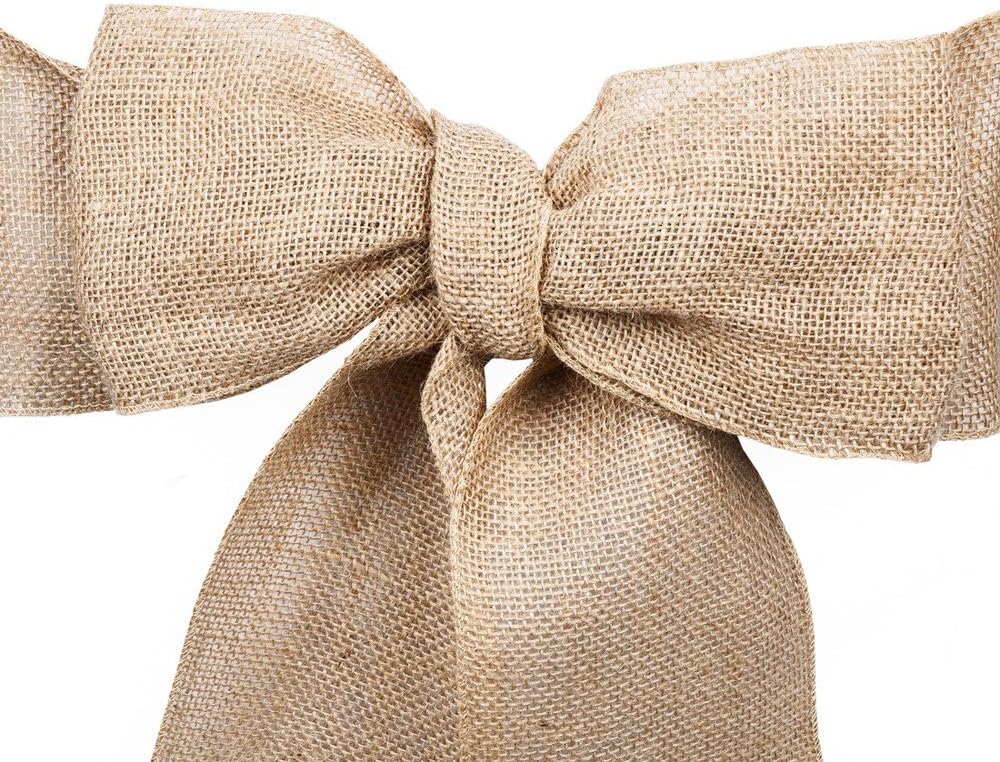SF_New Natural Burlap Jute Chair Bow Sashes for Wedding Party Decor 6.5" X 108" Pack of (1)