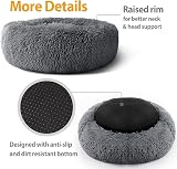 Enjamoy Plush Donut Dog Bed Calming Round Bed Dark Grey 70cm view 3