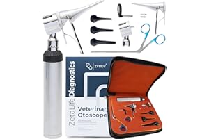 Zyrev Veterinary Otoscope Kit - 10 Piece Pet-Friendly Ear Scope Kit with 3.5V LED Light - Veterinarian Approved for Dogs, Cats, Rabbits & All Animals