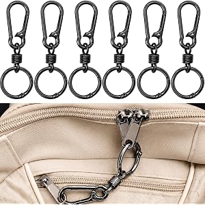 XEMBRALTI Anti Theft Zipper Clips, 6Pcs Zippers Locks with Longer Clips for Crossbody Bag, Backpack, Upgraded Anti Theft Clip