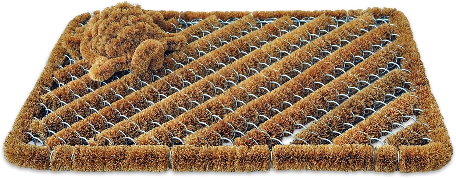 Coco Fiber Doormat with Mini Boot Scraper, 18 inch by 30 inch