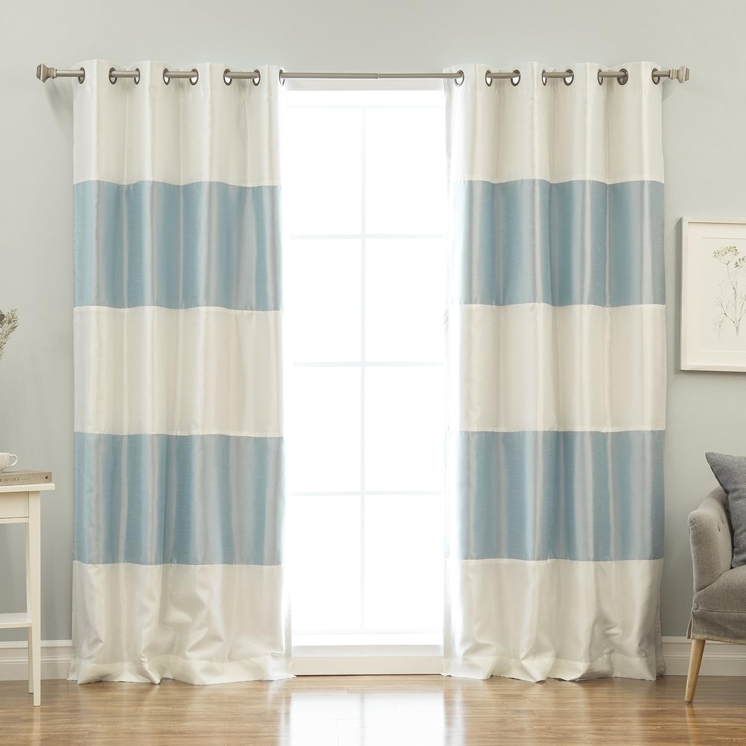 Amazon.com: Best Home Fashion Striped Dupioni Faux Silk Blackout