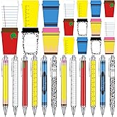 Thenshop 24 Pcs Teacher's Day Gifts Funny Teacher Appreciation Gift Sticky Notes Ballpoint Pen Notepad Self Adhesive Writing Thank Gifts for Employee Office Supplies (Coffee Cup)